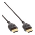 InLine® HDMI Superslim Kabel A an A, HS mit Eth., Premium, schwarz / gold, 0,5m