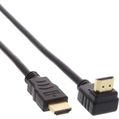 InLine® HDMI HS Kabel, gewinkelt, mit Eth., ST / ST, verg. Kont., schwarz, 15m (Produktbild 1)