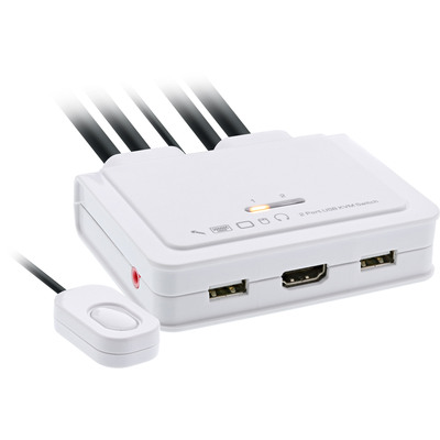 InLine® KVM Switch, 2-fach, USB-C + HDMI zu HDMI, 4K, mit Audio, integr. Kabel (Produktbild 1)